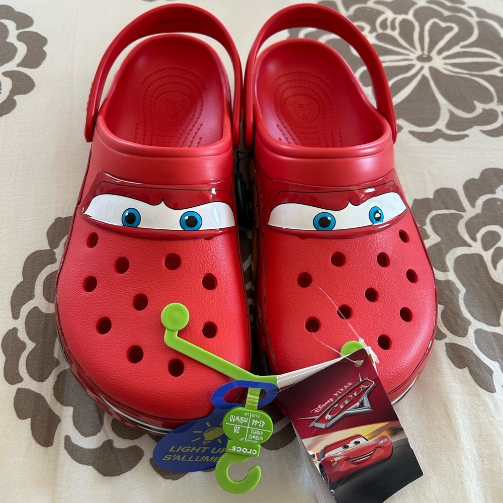 Lightening Mc Queen Crocs. Size M 10 W 12